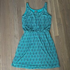 Sleeveless Teal Patterned Dress